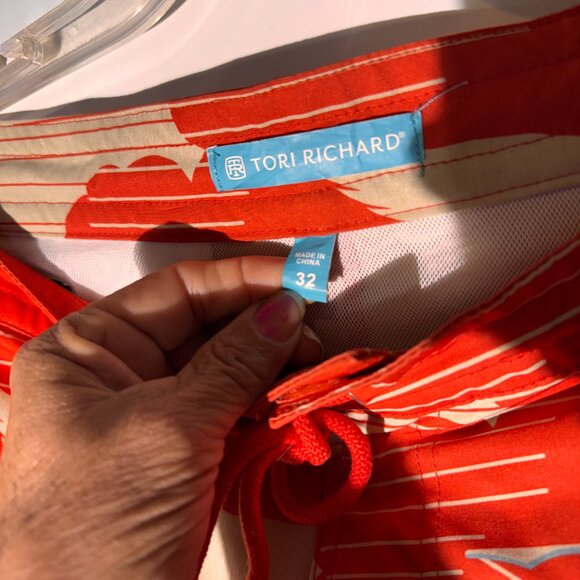 Tori Richard Red Graphic Swim Trunks – Size 32, Tradewind Technology Boardshorts - Picture 2 of 5